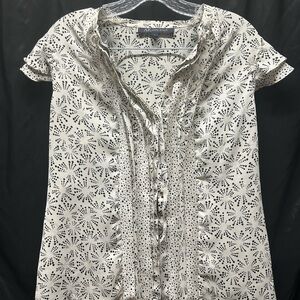 Anne Klein Black and White Star Pattern Blouse